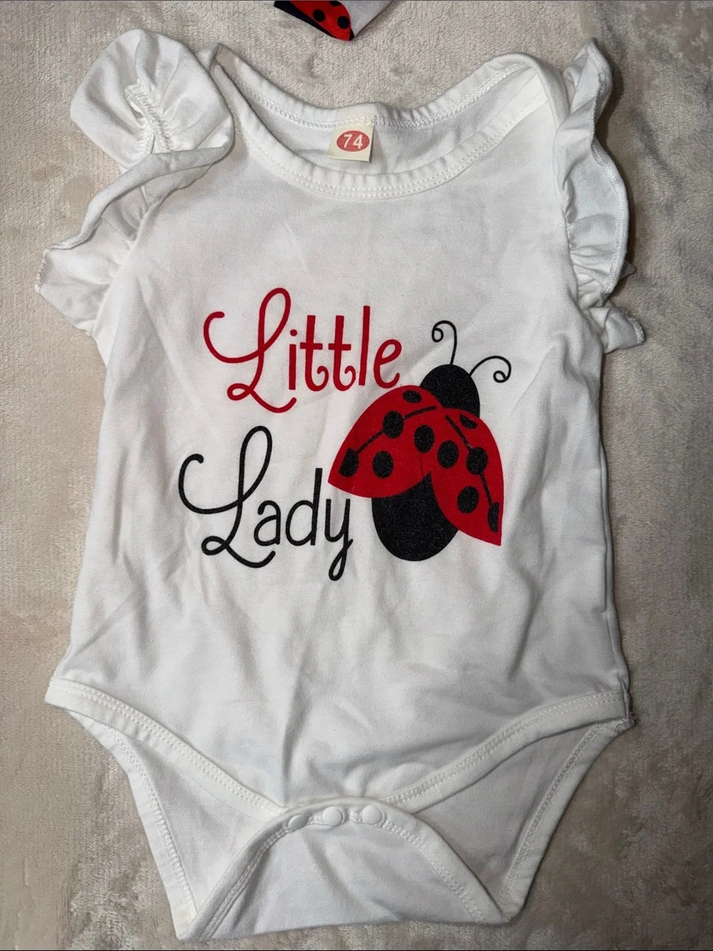 Red and White Ladybug Baby Onesie and Outfit  Bundle